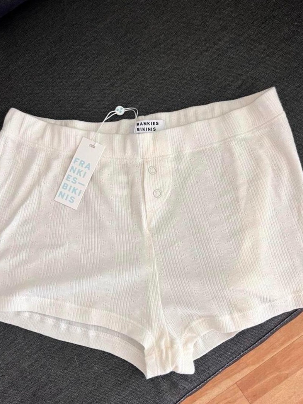 Frankie's Bikinis Ivory Ribbed Lounge Shortie